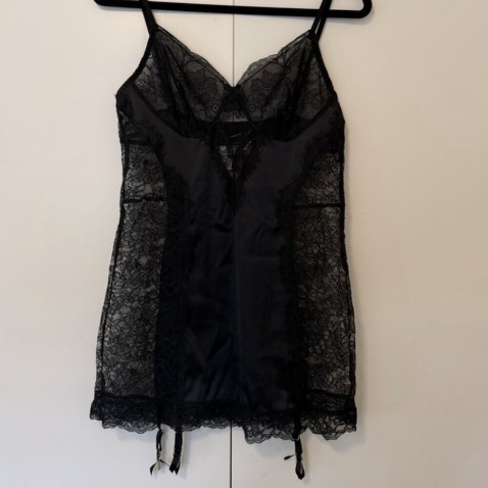 Black Lace Lingerie Slip Dress